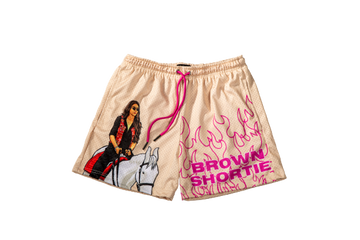 Brown Shortie Mesh Shorts